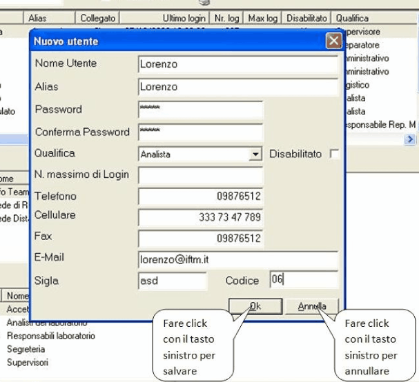 dialog form utente